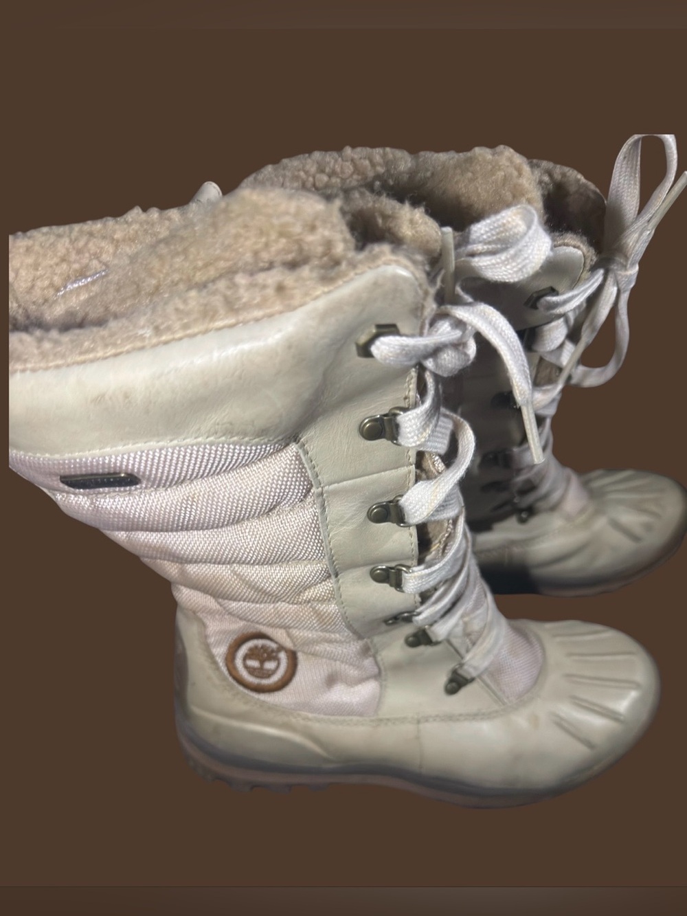 Timberland Women's Lace-Up Winter Boots in Cream